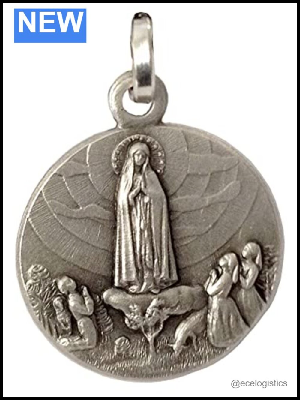 925 Sterling Silver Our Lady of Fatima Medal Made in Italy Medium